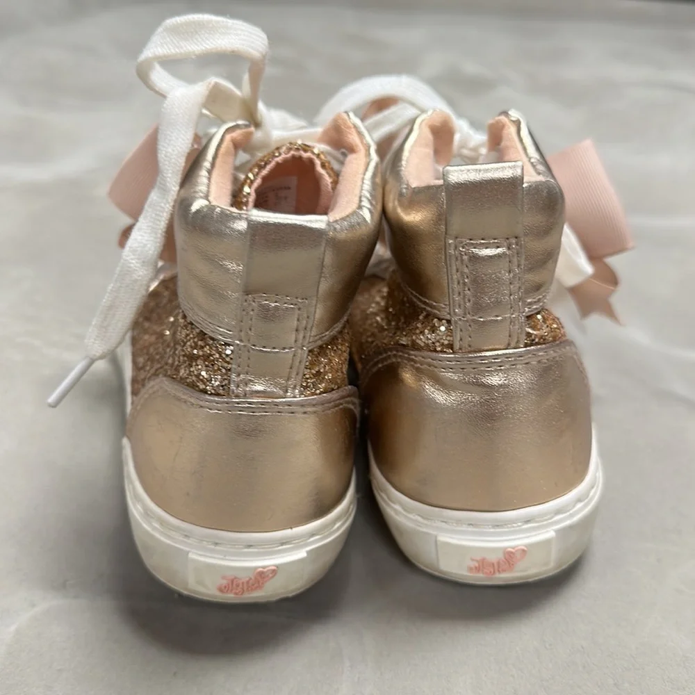 Justice Glitter High Top Sneakers with Bows, Rose Gold, 3